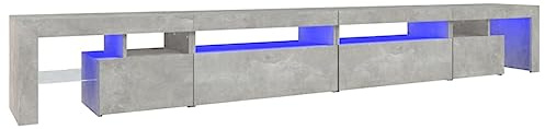 Iiaky Mobile Porta TV 290 cm con LED Mobile TV Soggiorno 290 cm Armadio per TV Armadietto e Ripiani -Grigio cemento-290 cm