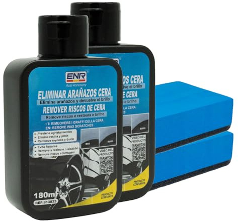 Enerfero Reparador de arañazos,Pulimento Coche Arañazos,Aporta Brillo y Protección,Restos de Pintura y Manchas Persistentes,Fácil Aplicación,180 ml+Esponja Premium (Dos Botellas)
