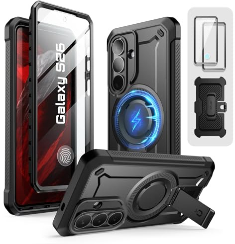 SUPCASE für Samsung Galaxy S26 Hülle Kompatibel mit MagSafe, Schwarz | Bumper Case mit 2 Vorderseite (ohne Displayschutz + mit Displayschutz) Outdoor Handyhülle (UBPro Mag) für S26 6.3''