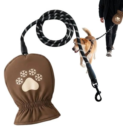 Hundespaziergang Handschuhe mit Leine - Thermohandschuhe für kalte, Ergonomisches Design, Wasserabweisend, Wärmeisolierend, Praktisch für Hundehalter | Ideal für Winterspaziergänge, Outdoor-