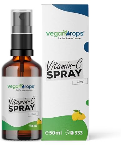 Vegan Drops® - Vitamin C Spray - 72mg Vitamin C je Tagesdosis - 50ml, 333 Sprühstöße - vegan, ohne Alkohol & in Deutschland produziert