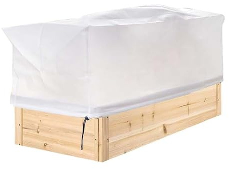 NINMORTH Rechteckige Frostabdeckung für den Außenbereich, Gartenkästen und Blumentöpfe für den Innenbereich, 100 x 40 x 45 cm, für PP-Vlies, Beige/Weiß/Grün