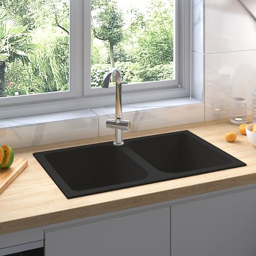 Generico Lavello da Cucina Nero 76 x 48 x 30 cm Quarzo e Resina,Articoli Idraulici,Lavandini,Lavandini cucina-147081