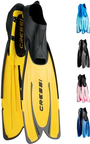 CRESSI Agua Fins Yellow 41/42 - Self Adjusting Flossen für Tauchen, Apnoe, Schnorcheln und Schwimmen, Gelb, 41/42