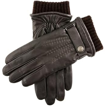 Dents Henley Men's Warm Lined Touchscreen Leather Gloves BROWN S