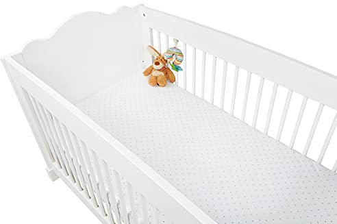 Pinolino 540022-2D Spannbetttücher für Kinderbetten im Doppelpack 'Sternchen', Jersey, Uni, weiß/hellblau/blau