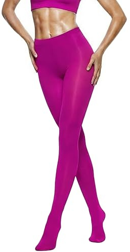sofsy Medias Opacas Italianas Pantyhose para Mujer M – fucsia – Cintura Alta, medias cómodas y suaves – perfectas para uso diario, oficina y yoga