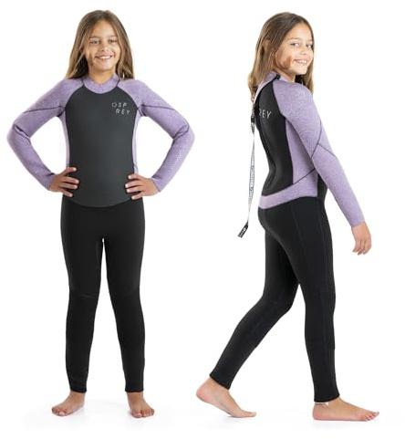 Osprey Girls's Zero 5 mm Winter Full Length Wetsuit for Kids, Purple, Large Short