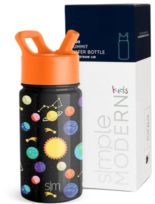 Simple Modern Bouteille d'Eau pour Enfants avec Paille | Gobelet Thermique en Acier Inoxydable Isolé Réutilisable pour Garçons et Filles | Summit Collection | 415ml | Solar System