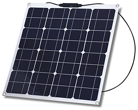 Panneau Solaire 50W, 12V Panneau Solaire Flexible Extérieur Portable Chargeur Panneau Solaire Pliable Puissant Imperméable pour Travail Extérieur, Voyage ou Camping.