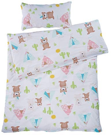 Bio Kinderbettwäsche 100% Bio-Baumwolle (kbA) GOTS zertifiziert, Indianerbären, 100 x 135 cm / 40 x 60 cm, Perkal-Stoff