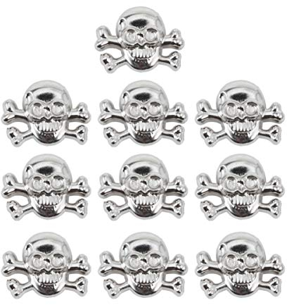 10 Stücke Schädel Kopf Nieten Spikes Metall Schraube Zurück Leder Punk Nieten für DIY Handwerk Leder Liefert Geldbörse Kleidung Dekor (Silber)