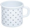 Riess, 0221-066, Emaille Topf mit Bördel, Kaffeebecher, Durchmesser 8cm, 0.375 Liter Inhalt, 3/8 Liter, LBH 11,1x8,8x8,4cm, Gew. 0,192kg (PÜNKTCHEN GRAU)