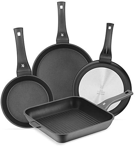 WMF - Juego de sartenes de Aluminio Fundido Permadur Premium 28 cm + 24 cm + 20 cm + Sartén Grill de 28 cm x 28 cm