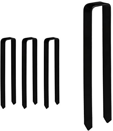 12 x Erdanker, Befestigung Rosenbogen, U-Form, Erdhaken groß, XXL, HBT: 30 x 6,5 x 2,5 cm, Stahl Bodenanker, schwarz