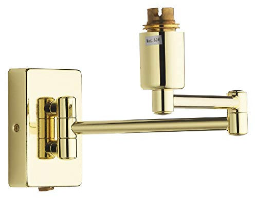Polished Brass Traditional Retro Switched Double Swing Arm Wall Reading Light Bracket | Discreet On Off Rocker Switch Operated | 1 x BC Lamp Bulb Required | Bedside - Living Room