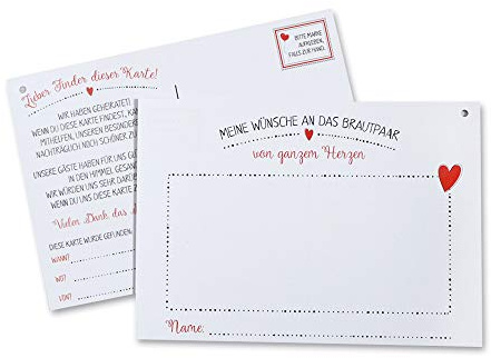 Feenstaub 30 Ballonflugkarten Hochzeit, Glückwunschkarten mit Herz, Luftballonkarten extra leicht, Postkarte Brautpaar, Hochzeitsspiele, Hochzeitsüberraschungen Ideen für Draußen