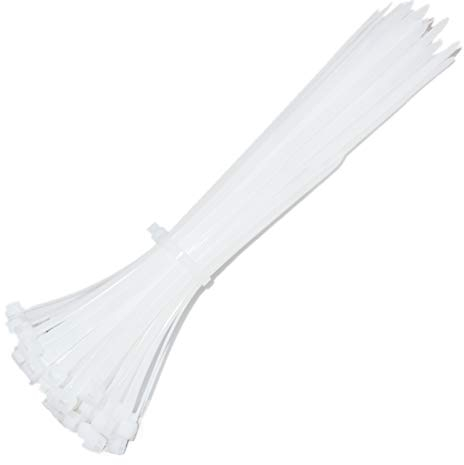 Kabelbinder 300 mm, 100 Stück Nylon Kabelbinder Weiß Langlebige Kabelbinder für Kabelmanagement, Pflanzenbefestigung, DIY (300mm × 5mm weiß)