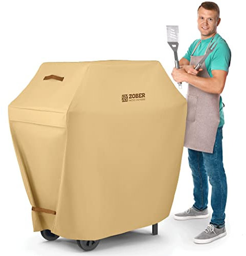 Zober BBQ-Grillabdeckung, 147 cm, wasserdicht, doppellagig, passend für Weber Gasgrill-Abdeckung, Charbroil Grill & Smoker, Gasgrillabdeckungen mit Lüftungsschlitzen, Doppelgriffen, 600D