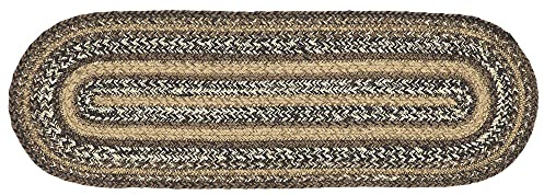 VHC Brands Espresso Stair Tread, Jute Blend, Oval, Brown Black Tan White, 8.5 x 27 inches