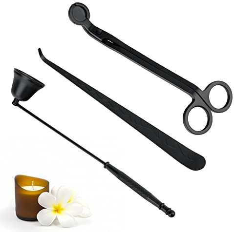 Wonnell Kerzen-Zubehör-Set, Kerzenpflege-Werkzeuge, Edelstahl-Kerzendochtschneider, Dochtzieher, Kerzenlöscher und Ablageschale, für Kerzenliebhaber
