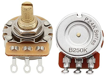 FLEOR 250K Linear Pots 15.5mm Short Split Shaft Guitar Potentiometer, Pack of 2