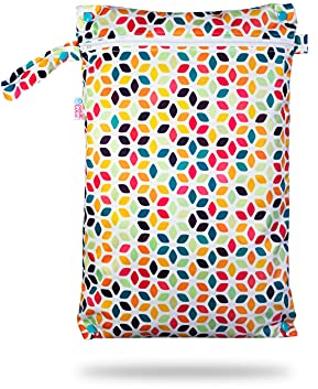 Petit Lulu wasserdicht doublesize Windeltasche | Wetbag Organiser Beutel | Windelsack | Nasstasche für Stoffwindeln | Nässeschutzbeutel | Waterproof Wet Bag | Wickeltasche (Floral Cubes)