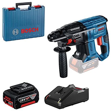 Bosch Professional 18V System Cordless Rotary Hammer GBH 18V-21 (incl. 1x GBA 5.0Ah Battery, Charger GAL 18V-40, Carrying Case) - Amazon Exclusive Set