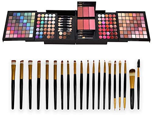 177 Farben Make-up Kit Box Shimmer matt Lidschatten Palette Lippenstift Set Lips Blush Foundation Augenbrauen Puder mit Spiegel + 20 Stück Pinsel