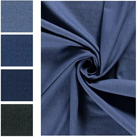 Stretch Jeans Meterware - Jeansstoff elastisch - Jeans für Hosen - Köperstoff stretchig - Hosenstoff - 50 x 135 cm, Farbe: 003 blau