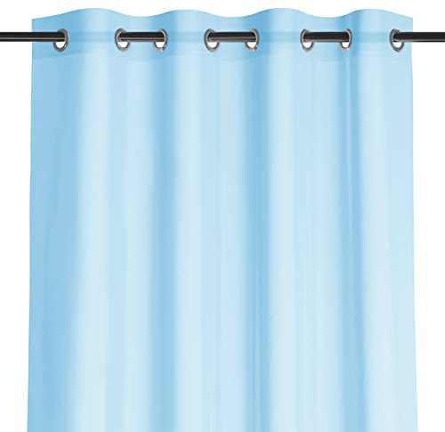 AmeliaHome Gardine 140x270 cm 1 St. Vorhang halbtransparent Ösenschal Hellblau Lunare