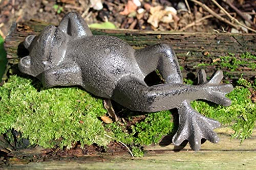 Gwenys Haus Gartenfigur Frosch liegend antikbraun