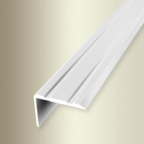 PROVISTON | Winkelprofil | Breite: 24.5 mm | Höhe: 0-17 mm | Länge: 2700 mm | Aluminium pulverbeschichtet | Glatt | Einfach Biegbar | Weiß | Selbstklebend
