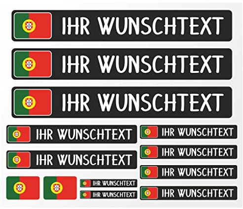 Samunshi® Fahrrad Namensaufkleber Portugal Flagge - Name für Auto Motorrad Fahrrad Helm - Aufkleber Sticker personalisiert - Tuningaufkleber