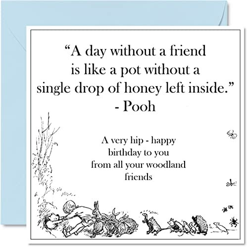 Winnie The Pooh Birthday Cards for Men & Women - Honey Pot Friends - Sweet Happy Birthday Card for Mum Dad Sister Brother Daughter Uncle Auntie Nan Grandad 145mm Bday Greeting Cards