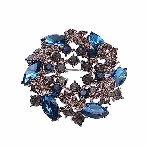Broches femmes, broches zinnias, broches rondes, fermoirs de foulard en soie, fermoirs de foulard, broches (bleu)