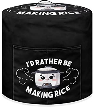 Tutolipy I'd Rather Be Making Rice Pressure Cooker Cover Round Dust Cover Black Funny Designs Air Fryer Cover Kitchen Appliance