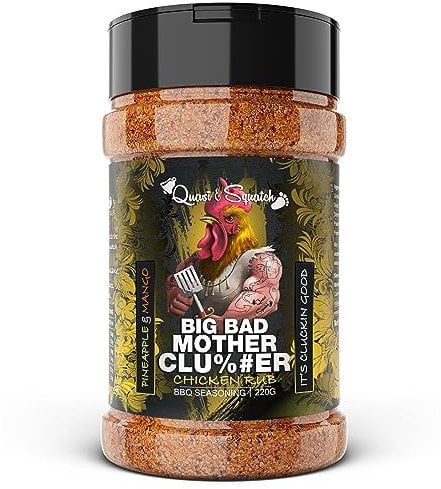 Quasi & Squatch Big Bad Clucker Chicken Rub – Smokey Pineapple & Mango BBQ Dry Seasoning | Sweet & Spicy Rub for Poultry & Grill | 220 g Jar