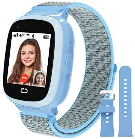 4G Smart Watch for Kids with SIM Card, Kids Phone Smartwatch GPS Tracker, Call, Voice & Video Chat, Alarm, Camera, SOS, Touch Screen WiFi Music Wrist Watch for 4-12 Boys Girls