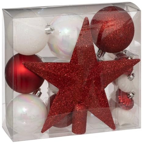 ATMOSPHERA CREATEUR D'INTERIEUR Christbaum-Set Colorama de Noël 18-teilig rot/weiß