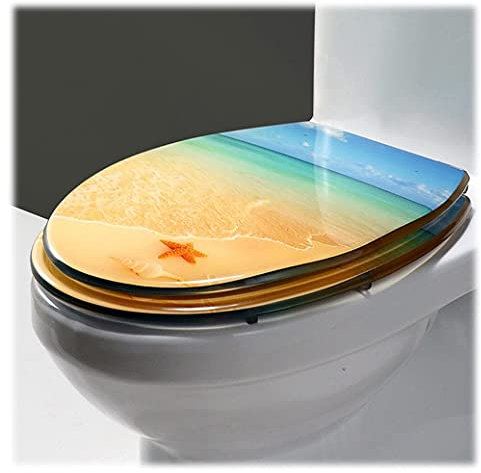 GCCSSBXF Toilet Seat White Soft Close - Glitter Oval Resin Seat, Quick Release, Easy To Clean - Comfortable Covers For Bathrooms - Ideal For A Sparkling Upgrade