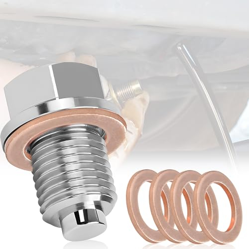TUZHE Magnetische Ölablassschraube M14 x 1,5 Magnetische Dichtung Ölwannenablassmutter Ölwannenwanne Ölwannenschraube Edelstahl Ölwanne Auto Ölschraube Mit Dichtungen (M14x1.5)