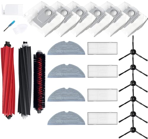 LOVECO Accessoires de rechange compatibles avec les aspirateurs Roborock S8 Pro Ultra,1 brosse principale, 4 filtres, 6 brosses latérales, 4 lingettes, 6 sacs à poussière(Pas pour le S8 Maxv Ultra)