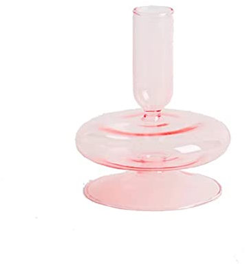 BestAlice Glas-Kerzenhalter, Bunte Glas-Kerzenhalter, Kerzenhalter, Gewellter Glas-Kerzenhalter, Eleganter Glas-Kerzenständer, Glasvasen für Zuhause, Party, Herzstück(Rosa A)