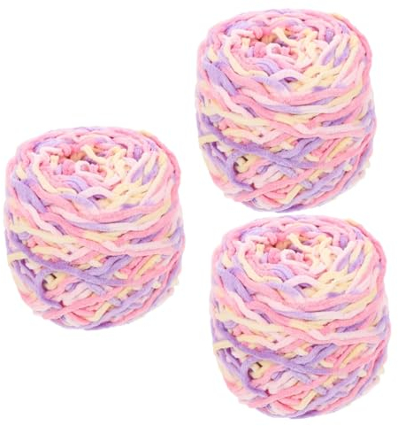 DIYEAH 3 Rollen grobe Wolle häkelgarn selber machen gewebte Decke Strickset auswechselbares Häkelgarn auswechselbares Gestrick Sanft Zubehör Eisstreifenlinie Strickgarn häkeln Polyester