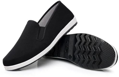 VOODUE Chaussures Traditionnelles Chinoises en Tissu de Coton Kung Fu for Hommes, Baskets d'entraînement d'art Martial Tai-chi, Chaussures de Sport Respirantes et Portables (Color : Black Bottom, Si