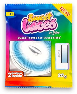 SweetLaces Originals - 2 Lacets Plats 170 cm Cloud Couleur en Dégradé - Pour Sneakers, Basket, Air Jordan, Campus 00s - Lavables en Machine - Designés en France - Bleu Clair/Blanc