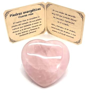 arana's - Cuarzo rosa en forma de corazon - Piedra curativa de cuarzo rosa - Cristal natural para sanacion y curacion de energia negativa - Amuleto meditación masaje y decoracion (Cuarzo rosa)