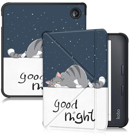 Yiernuo Coque Compatible avec Kobo Libra Color 2024/Libra 2 2021/Vision 6 2021 7 eReader,Etui Housse avec Fonction Support,Chat Paresseux