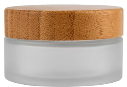 1PC 100ml/3.5oz Empty Frosted Glass Cream Jar with Wood Grain Lid Refillable Travel Makeup Cosmetic Face Lotion Cream Emulsion Container Bottle Storage Pot with Inner Linner